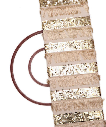 golden sequin and frill net embroidery fabric b131 3493